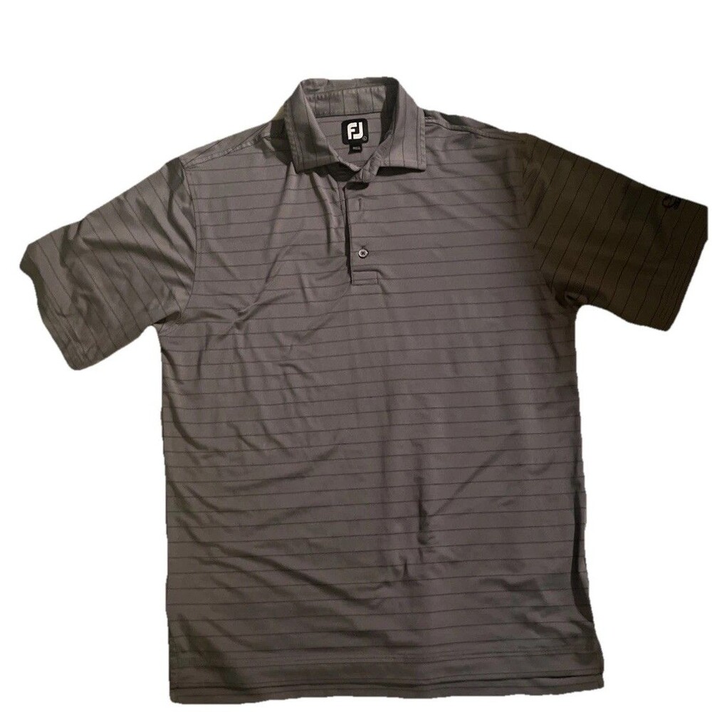 Footjoy Shirt Mens Gray Short Sleeve Polo Striped Stretch Large